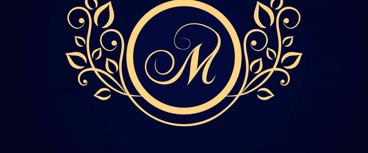 schwarzes bild mit goldenen Monogram